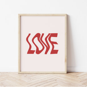 Retro minimalistisk 'Kärlek' vågig text Poster