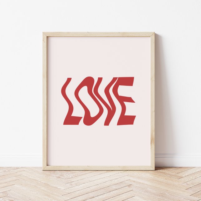 Retro minimalistisk 'Kärlek' vågig text  Poster (Skapare uppladdad)