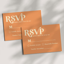 Retro minimalistisk orange bröllops-RSVP