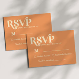 Retro minimalistisk orange bröllops-RSVP OSA Kort