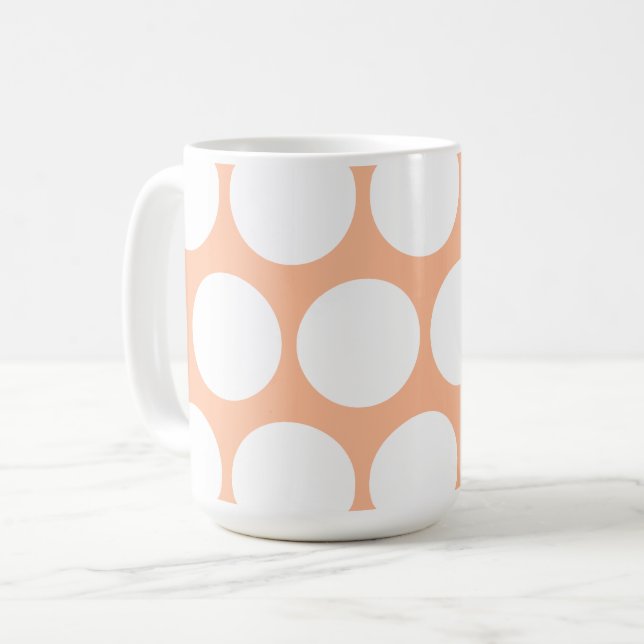 Retro minimalistisk orange vit polka dots kaffemugg (Framsida vänster)