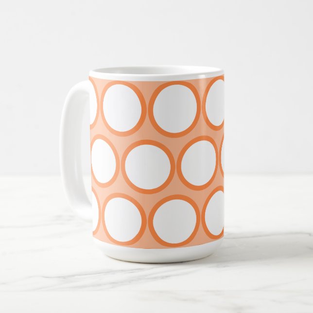 Retro minimalistisk orange vit polka dots kaffemugg (Framsida vänster)