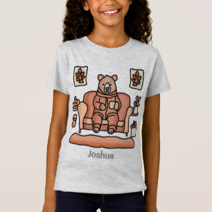 Retro-minimalistiskt lutande böjt björn Funny T Shirt