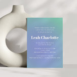 Retro Mint Blue Grönt Gradient Cute Bat mitzvah Inbjudningar<br><div class="desc">Unik Bat mitzvah inbjudan till Retro Blue Grönt Gradient Cute</div>