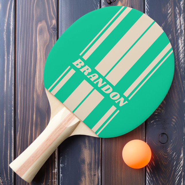 Retro Mint Board Ränder med Namn Pingisracket (Skapare uppladdad)