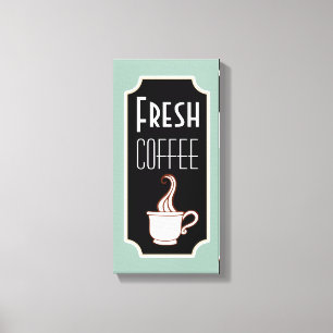 Retro Mint Coffee Shop Wall Art Kitchen-skylt Canvastryck