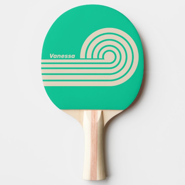 Retro Mint Dual Curl Ränder med Namn Pingisracket (Framsidan)