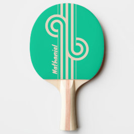 Retro Mint Dual Stripe Loop med namn Pingisracket