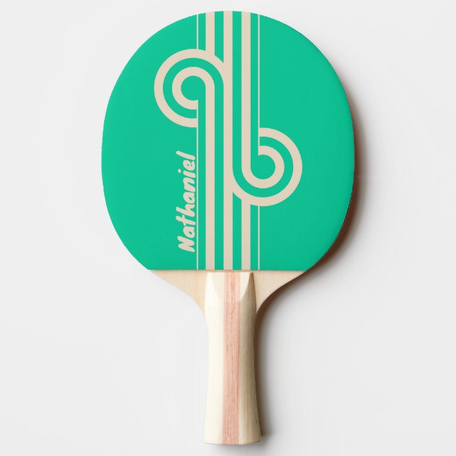 Retro Mint Dual Stripe Loop med namn Pingisracket (Baksidan)