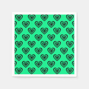 Retro Mint Grönt Hypnotic Heart Mönster Pappersservett