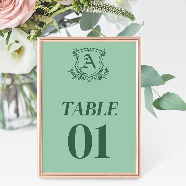 Retro Mint Löv och Blommigt Bröllop Bord kort (Skapare uppladdad)