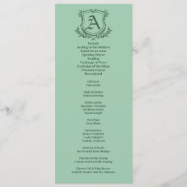 Retro Mint Löv och Blommigt Monogram Bröllop Program