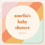 Retro Mint Orange Boho Rand Anpassningsbar Baby Sh Underlägg Papper Kvadrat<br><div class="desc">Retro Mint Orange Boho Rand Cute Anpassningsbar Baby Shower Papper Underlägg</div>