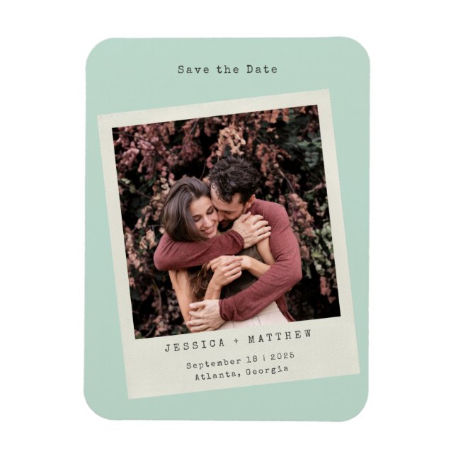 Retro Mint Photo Ram Spara datum magneter (Vertikal)