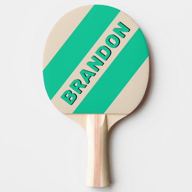 Retro Mint Tre Feta Ränder med Namn Pingisracket (Framsidan)