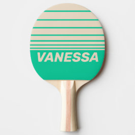 Retro Mint Tre Horisontella Ränder med Namn Pingisracket