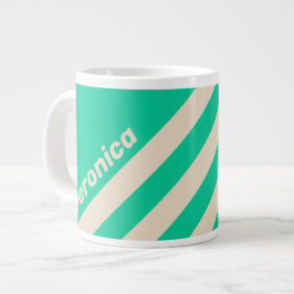 Retro Mint Tre Ränder med namn Jumbo Mugg