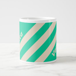 Retro Mint Tre Ränder med namn Jumbo Mugg
