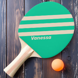 Retro Mint Tre Ränder med namn Pingisracket