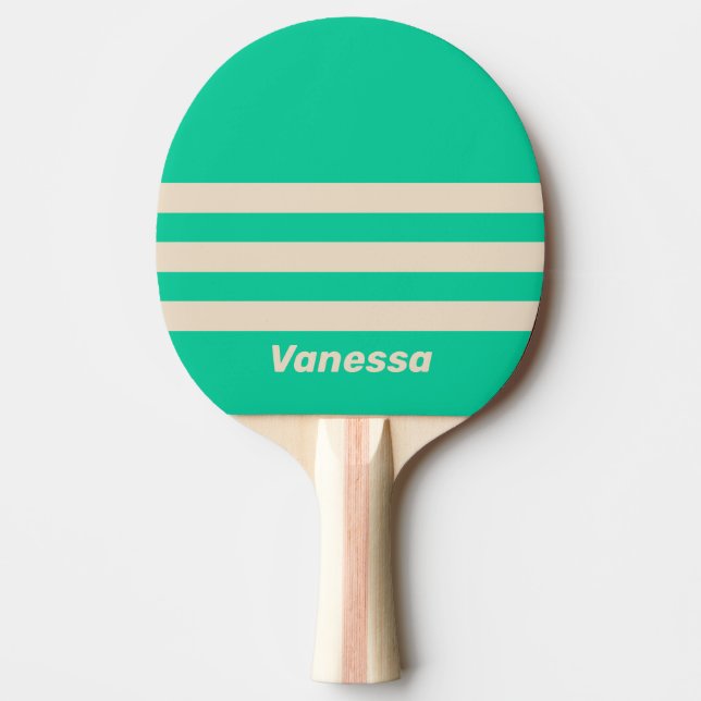 Retro Mint Tre Tvärgående Ränder med Namn Pingisracket (Framsidan)