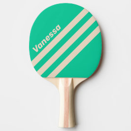 Retro Mint Trevinklad Randig med Namn Pingisracket
