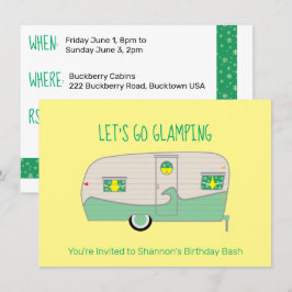 Retro mintgrön konservburk husvagn glamping inbjudningar