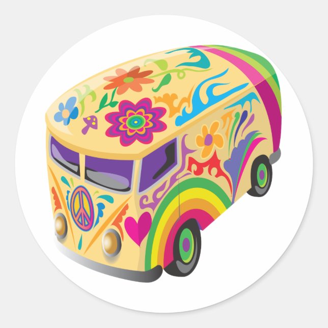 Retro Minvan Runt Klistermärke (Framsida)