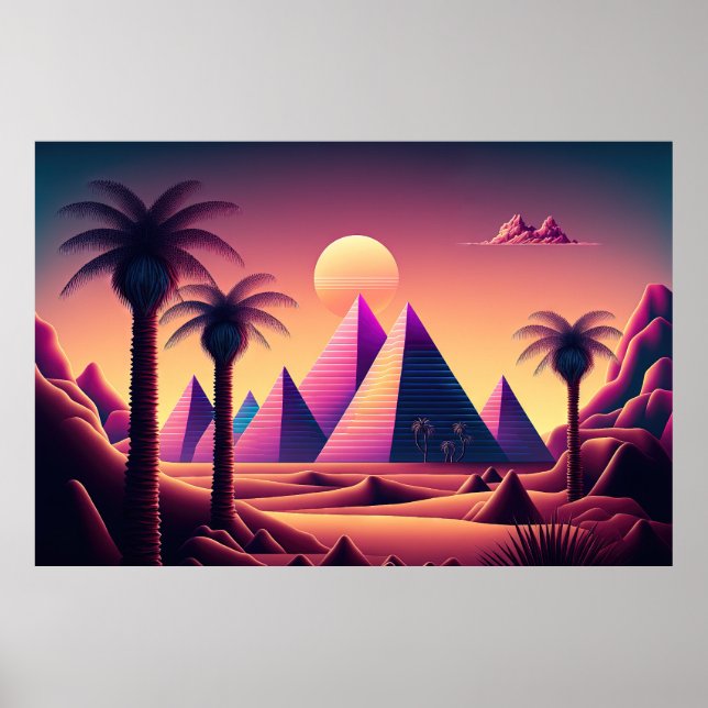 Retro Mirage: En Synthwave-resa Poster (Framsidan)