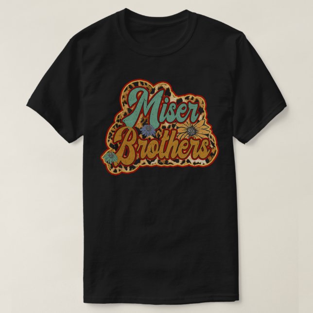 Retro Miser Gifts Namn Brothers Flowers Personaliz T Shirt (Design framsida)