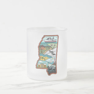 Retro Mississippi Biloxi Laurel MS State Souvenir Frostad Glasmugg
