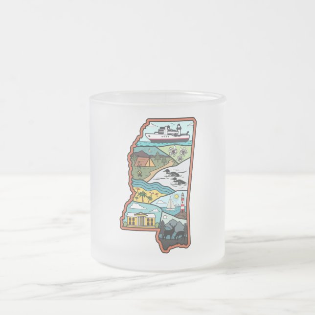 Retro Mississippi Biloxi Laurel MS State Souvenir Frostad Glasmugg (Center)