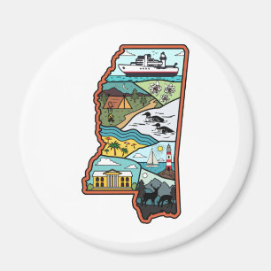 Retro Mississippi Biloxi Laurel MS State Souvenir Magnet