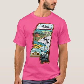 Retro Mississippi Karta Biloxi Laurel Jackson MS S T Shirt