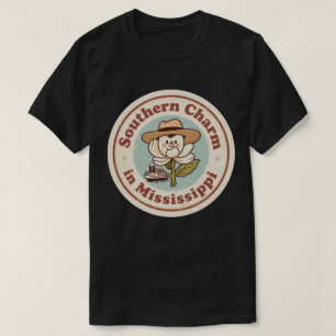 Retro Mississippi-märke: Magnolia med ångbåt T Shirt