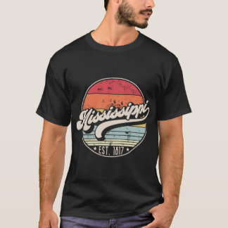 Retro Mississippi slitna solnedgångsdesign T Shirt