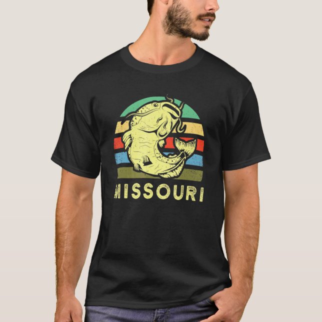 Retro Missouri Catfish CatFishman Fisher T Shirt (Framsida)