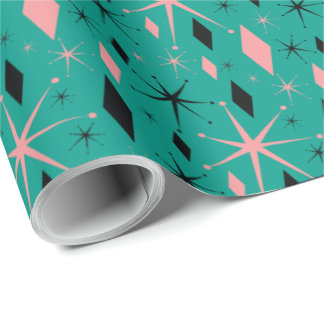 Retro mitt- århundrade Starburst och diamanter Presentpapper