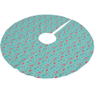 Retro mitt- århundrade Starburst och diamantjul Julgransmatta Borstad Polyester