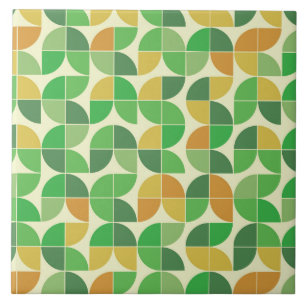  Retro mitten av seklet  Geometriskt blom-  grönt Kakelplatta