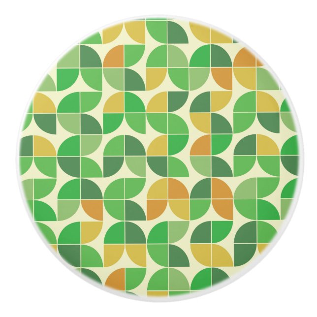   Retro mitten av seklet  Geometriskt blom-  grönt Knopp (Framsidan)