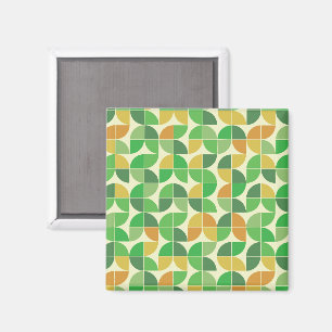   Retro mitten av seklet  Geometriskt blom-  grönt Magnet