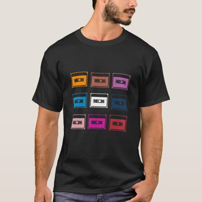 retro mix cassettes stil vintage t shirt (Framsida)