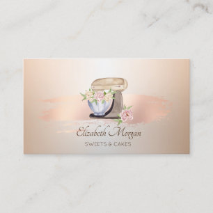 Retro Mixer Blomma Roséguld Penseldrag Bagare Visitkort