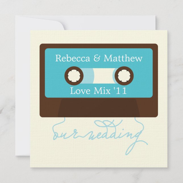 Retro Mixtape Bröllop Inbjudningar (Framsida)