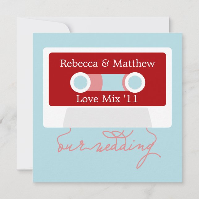 Retro Mixtape Bröllop Inbjudningar (Framsida)