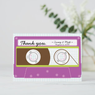 Retro Mixtape Bröllop Lila and Lime Tack Kort