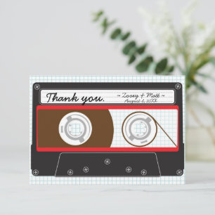 Retro Mixtape Bröllop Red, Black & White Tack Kort