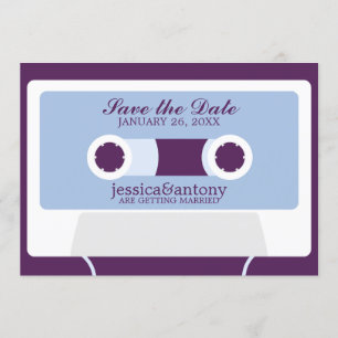 Retro Mixtape Bröllop Spara Datum Inbjudningar