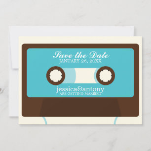 Retro Mixtape Bröllop Spara Datum Inbjudningar