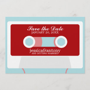 Retro Mixtape Bröllop Spara Datum Inbjudningar